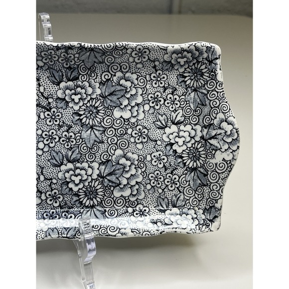 James Kent Staffordshire England Vanity Sandwich Tray Blue Chintz Transferware - Picture 2 of 11